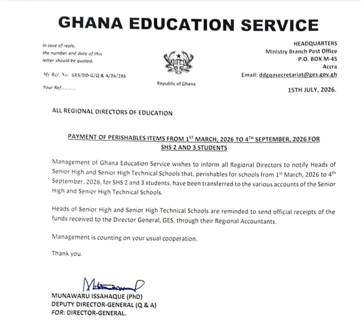 GES Releases Funds to Schools for Student Meals as New Academic Term Approaches