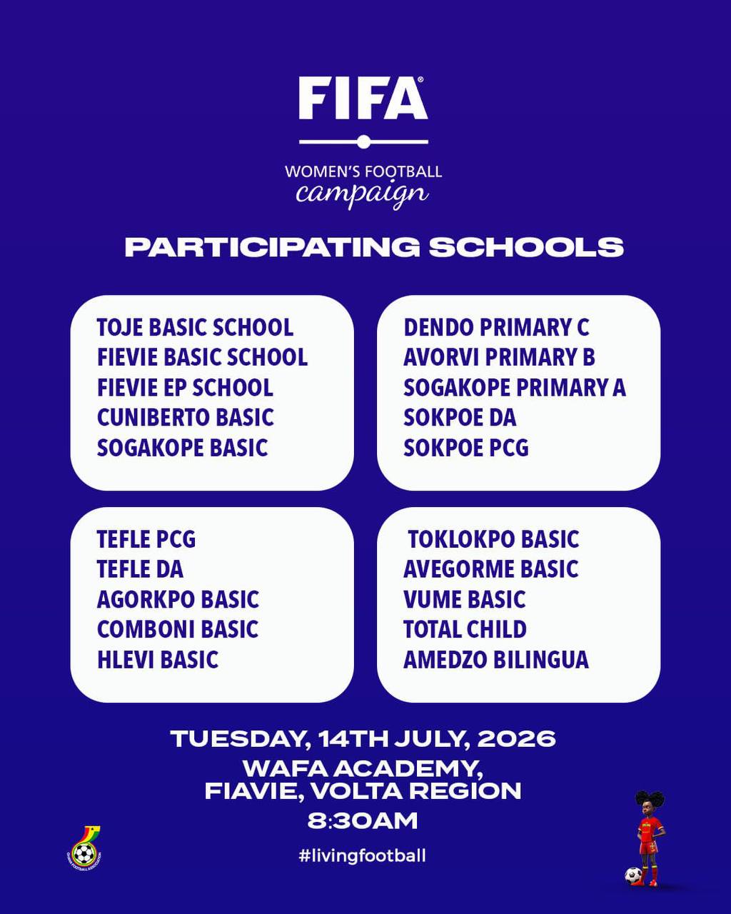 FIFA launches grassroots women's football drive in Volta Region with 300 schoolgirls