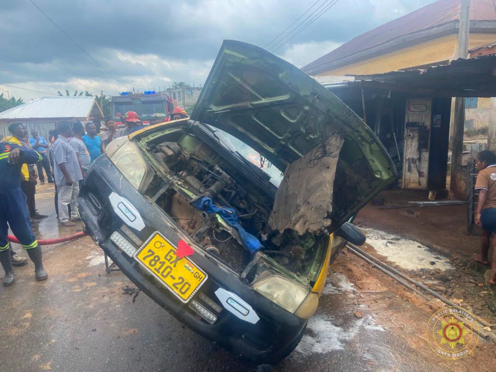 Quick response prevents major disaster as vehicle fire erupts during welding work in Suhum