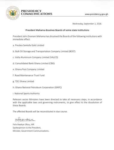 Mahama dissolves boards of GNPC, VALCO, BOST and six other state institutions