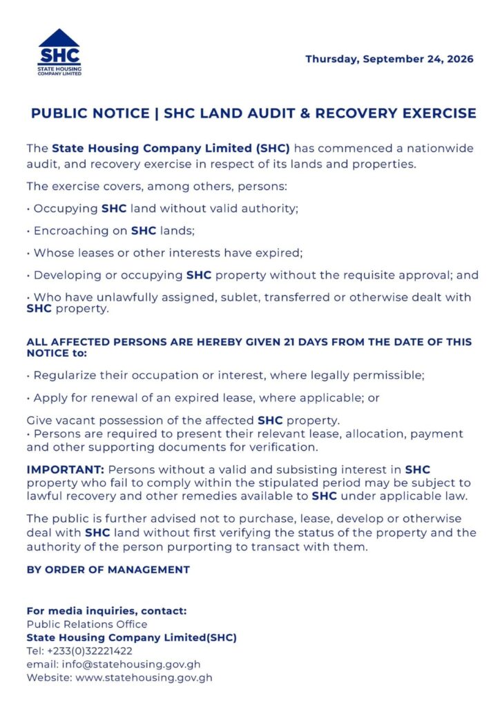 State Housing Company orders nationwide property audit; occupants given 21 days to prove legal rights