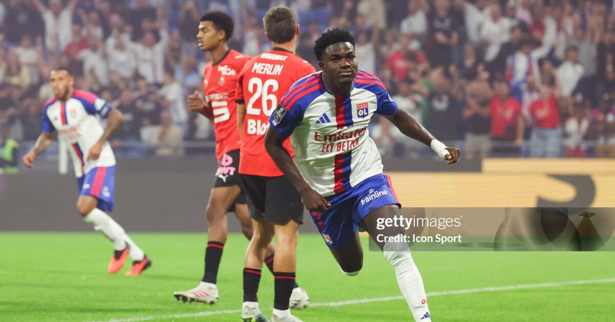 Ernest Nuamah fires Lyon to second place with brace against Rennes