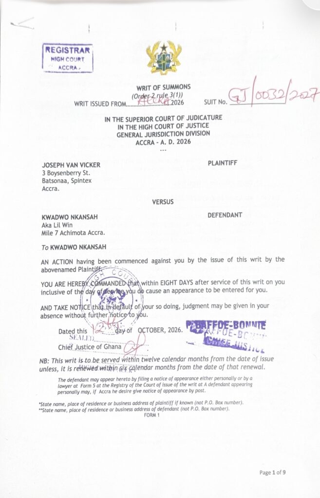 Van Vicker sues Lil Win for GH¢10m over viral defamation video
