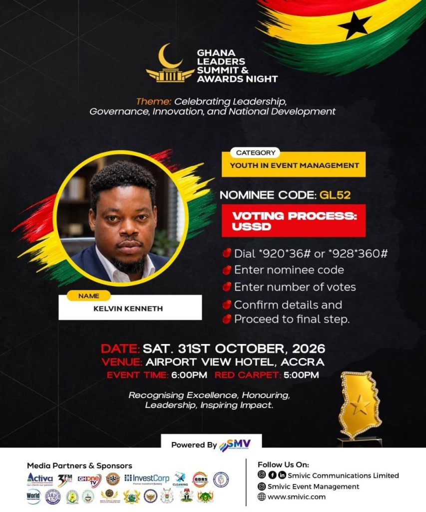 Eventguide Africa Boss Kelvin Kenneth Nets Triple Nod at Ghana Leaders Summit Awards