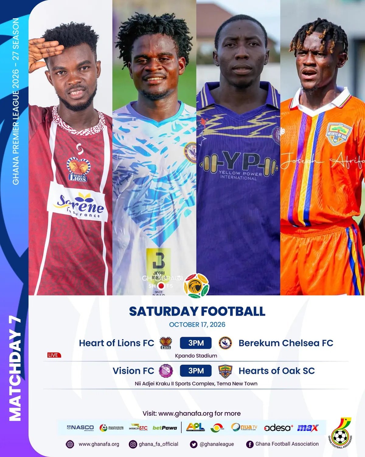 GPL Matchday 7: Hearts of Oak seek redemption at Vision FC while Heart of Lions host Chelsea