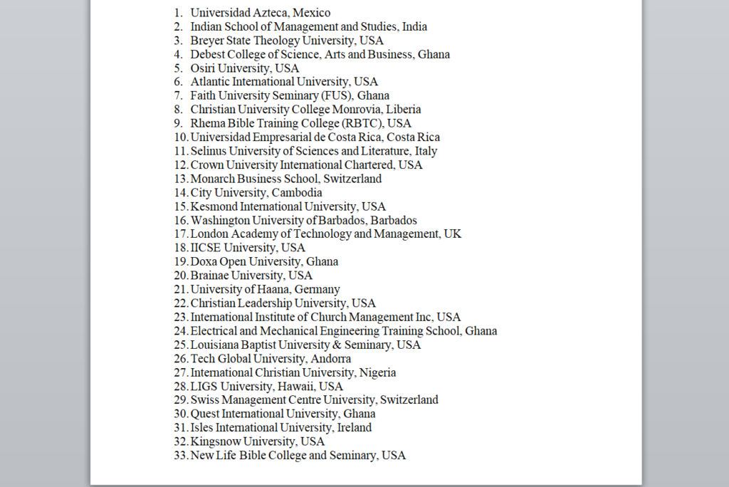Over 100 Fake Universities Operating in Ghana – GTEC Issues Urgent Warning to Students